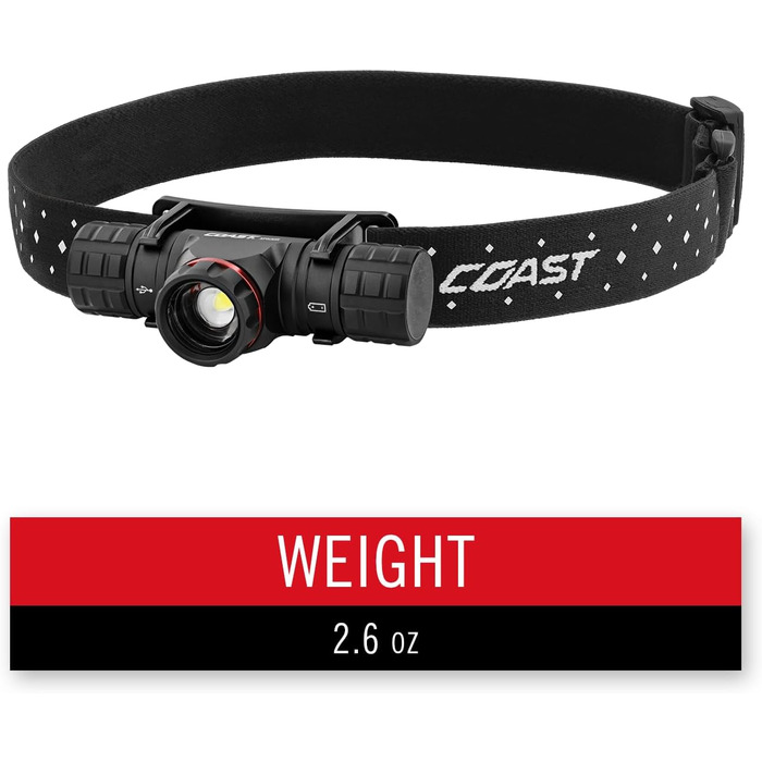 Налобний ліхтар Coast XPH30R 1200 лм, фокус, USB-C, акумуляторний, магніт, чорний