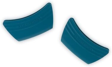 Le Creuset набір з 2 силіконових термозахисних накладок на ручки, гнучкі, термостійкі до 250°C, колір Deep Teal