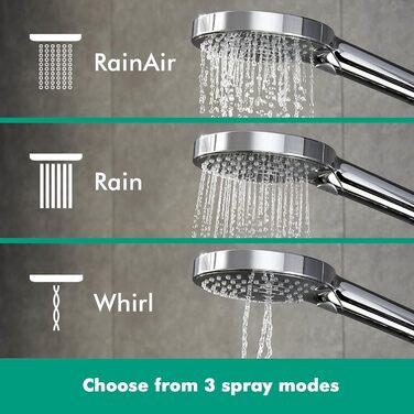 Душова лійка hansgrohe Raindance Select S, економна 9 л/хв (EcoSmart), ручна, 3 режими струменя, кругла (⌀120 мм), антикальк, хром