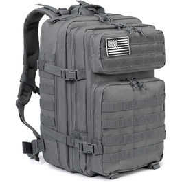 Тактичний рюкзак QT&QY 45 л армійський Molle для чоловіків, військовий штурмовий рюкзак Bundeswehr для туризму, трекінгу, 3-денний рюкзак (3.1 сірий)