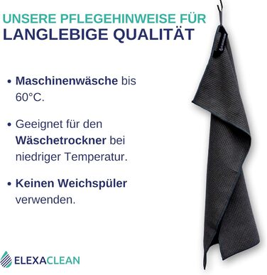 ELEXACLEAN кухонні рушники з мікрофібри 6 шт, 68x42 см, антрацит, вафельна текстура, м’які серветки для посуду та рук