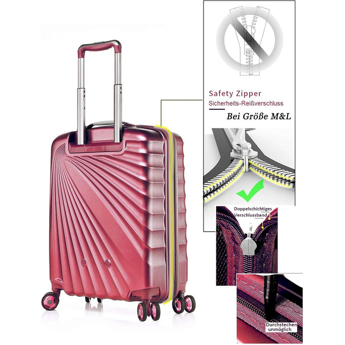 Валіза ABISTAB VERAGE Kinetic 4-колісна, розширювана, 76 см, TSA-замок, ABS/PC, бордова, середня