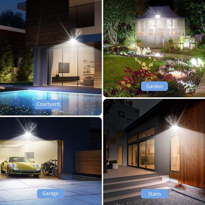 Світлодіодний прожектор Viugreum 100W для вулиці, 8000Лм, IP65, холодне світло 5000K, з кабелем 50см, для двору, гаража, фасаду (2 шт, 150W 2 комплекти)