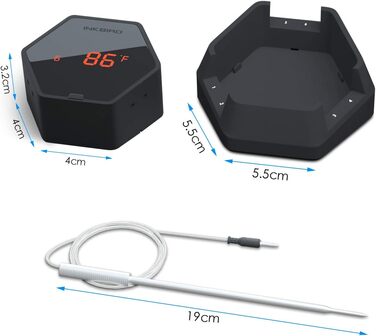 Bluetooth термометр Inkbird IBT-6XS з 6 датчиками, магнітний, для грилю, барбекю, коптильні, кухні, сумісний з iPhone та Android, чорний
