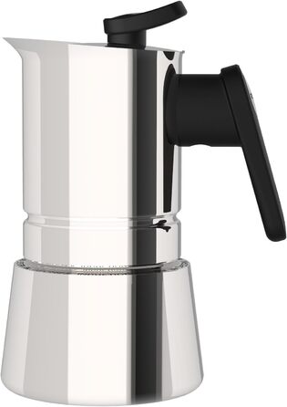 Кавоварка Steelmoka для індукційних плит, еспресо-мока, 2 чашки, сталева, срібляста