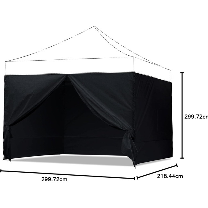 Сонцезахисна стінка ABCCANOPY 3x3 м, 4 шт, чорна, для павільйону