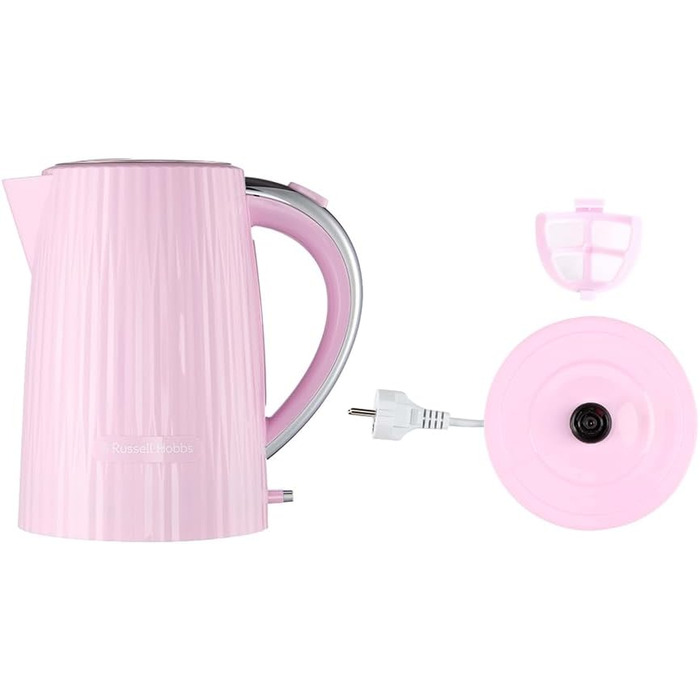 Електрочайник Russell Hobbs Eden 1,7 л 2400 Вт, білий, з нержавіючої сталі, знімний фільтр від накипу, індикатор рівня води, кнопка відкриття кришки, без BPA