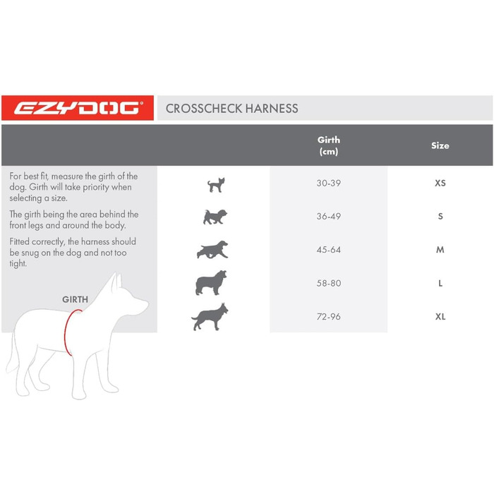 EzyDog анти-натяг шлейка для собак Crosscheck, регульована, відбивна, для малих, середніх і великих порід, XS, червона