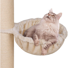 Лежанка-гамак HAPPYPET XXL для великих котів, Ø45 см, кремова, підвісна, до 20 кг, для Мейн-кунів, універсальна для дряпок
