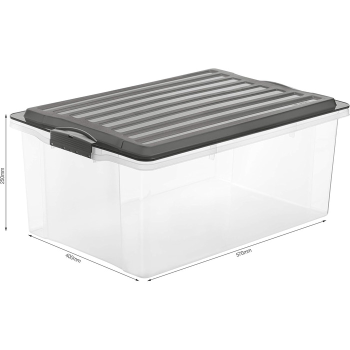 Комплект з 3 контейнерів Rotho Compact 70 л з кришкою та колесами (3×38 л, антрацит/прозорий) – ящики для зберігання речей