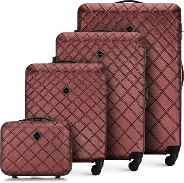 Валіза WITTCHEN Classic M бордова, жорсткий ABS, 4 колеса, кодовий замок, телескопічна ручка, набір 4 шт.