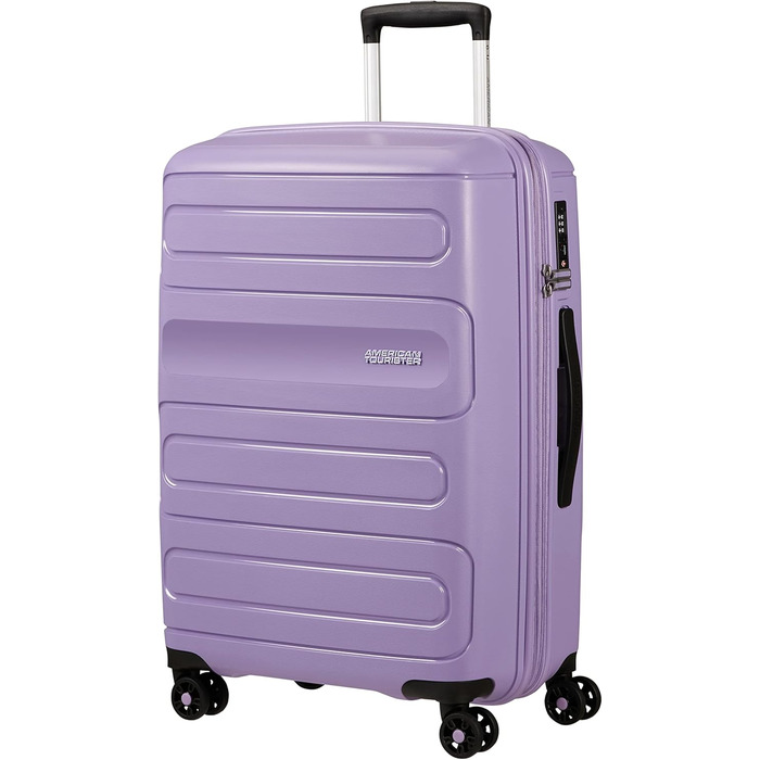Валіза American Tourister Sunside Spinner L, розширювана, чорна та лавандова, 77 см, 118 л, поліпропілен