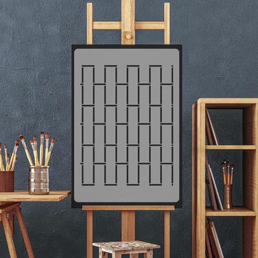Трафарет для стін NAKLEO, великий, пластиковий, 59x95 см, геометричний малюнок, багаторазовий, для декору стін, меблів, підлоги, текстилю, імітація цегляної стіни #2