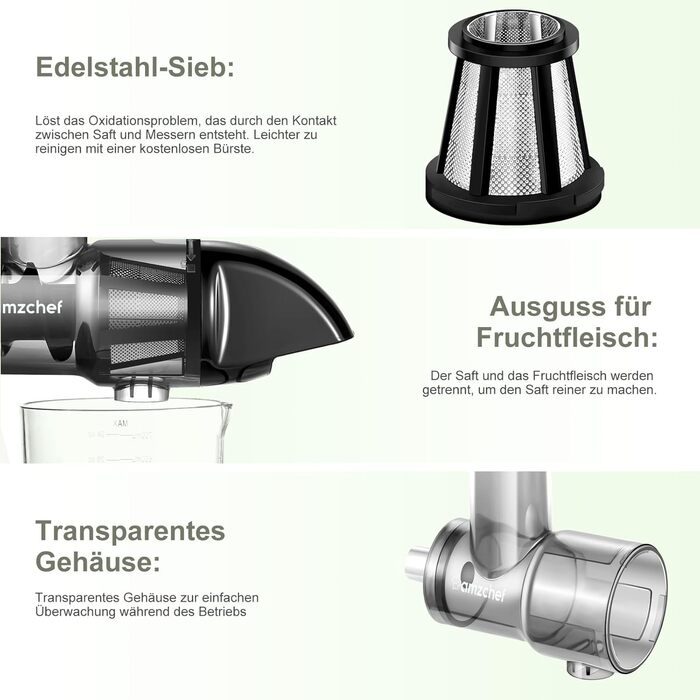 Соковитискач-насадка для KitchenAid Artisan, набір аксесуарів для повільного віджиму овочів і фруктів, чорний (машина не входить до комплекту)