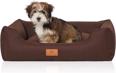 Ліжко для собак Knuffelwuff Lotte з велюру, знімний чохол, пране, XXL 120x85 см, для великих, середніх і малих собак, коричневе