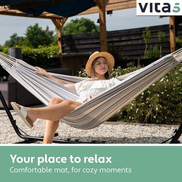 Гамак Vita5 з каркасом для двох, 200 кг, з сумкою, для саду, балкону, тераси, подвійний, переносний, для вулиці та дому
