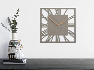 Сучасний настінний годинник FLEXISTYLE LOFT Piccolo Square 30 см, безшумний, сірий, для вітальні та ванної