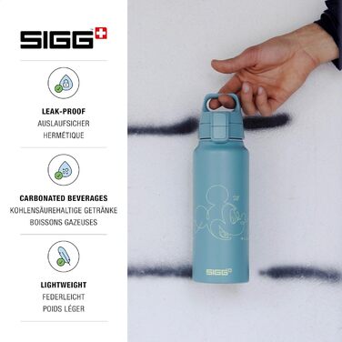 Алюмінієва пляшка для води SIGG WMB ONE 0,75/1 л Disney Mickey Mouse, швейцарська, сертифікат ClimatePartner, для газованої води, герметична, легка, BPA-free, для туризму