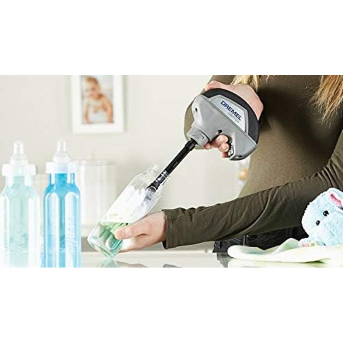Dremel Versa PC10 багатоцільовий бездротовий очищувач-скрабер, набір з 9 чистячих насадок, щітка з ворсом і захистом від бризок для швидкого та легкого прибирання