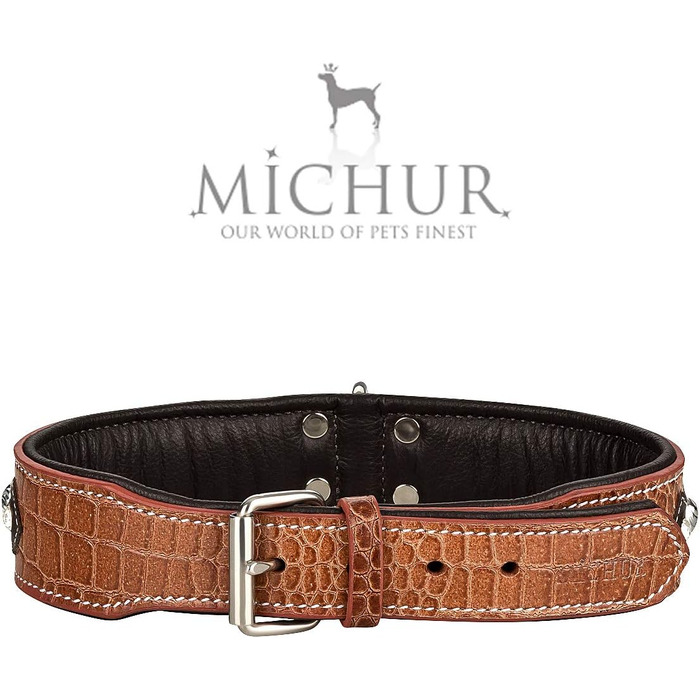 Повідок для собак зі шкіри MICHUR Lakota, коричневий, 150x2,5 см, плоский, для нашийника Lakota