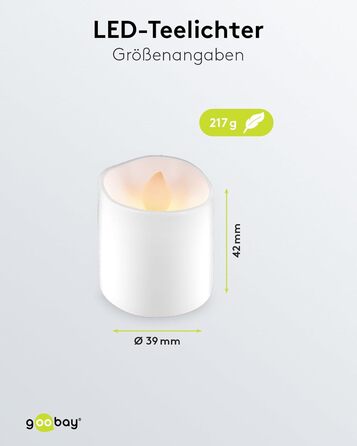 Набір 6 світлодіодних LED чайних свічок Goobay 64603, акумуляторні, з таймером, USB зарядка, пластикові, білі