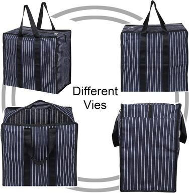 Double R Bags багаторазова велика сумка для покупок з парусини, міцна, з посиленими ручками і дном на блискавці, 2 шт, темно-синя