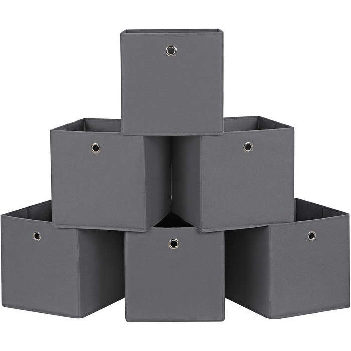Набір з 6 складаних коробок-органайзерів SONGMICS, 30x30x30 см, з отвором для пальців, сірий