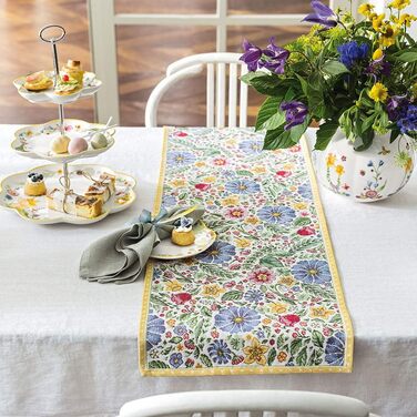 Серветка-скатертина Villeroy & Boch Spring Awakening, гобеленова, великодній декор, квітковий принт, багато кольорів, машинне прання, бавовна/поліестер, 50x150 см