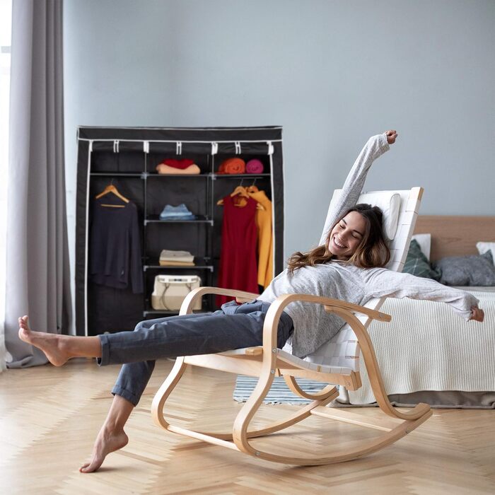 Тканинна шафа Relaxdays з 9 полицями та 2 штангами, 173x148x43 см, для одягу, складна, антрацит, для кемпінгу та підвалу