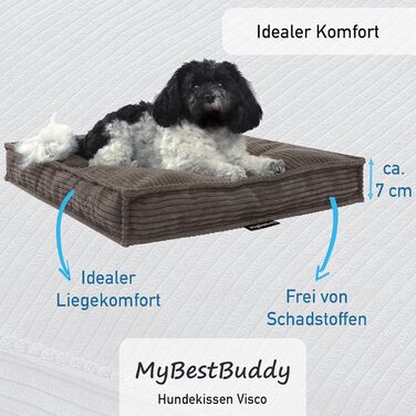 Ліжко для собаки MyBestBuddy Visco M, ортопедичне, коричневе, 70x50 см, з чохлом із POSO-Cord, наповнювач: в'язкоеластичний і комфортний пінополіуретан, для малих порід, машинне прання 40°C