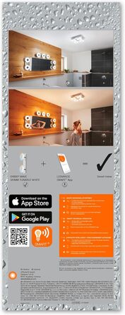 Світильник LEDVANCE Smart LED для ванної кімнати, круглий, хром, 30 см, 1200 лм, 3000-6500K, IP44, диммований, керування через Wi-Fi, додаток і голосовий асистент