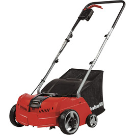 Електричний аератор-вертикутер Einhell GC-SA 1231/1, 230 В, для газону до 300 м², 1.2 кВт, 28 л травозбірник, 3 рівні глибини, складана ручка
