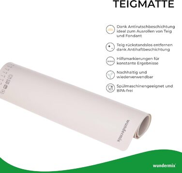 Силіконова килимок для тіста Wundermix WunderMat 60x40 см з розміткою, антипригарна та нековзка підкладка для випічки
