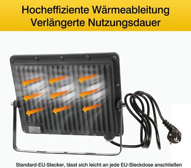 Комплект з 2 LED прожекторів 100Вт, 8910Лм, 6500К, IP66, для вуличного освітлення, водонепроникний, з вилкою, для безпеки, двір, сад