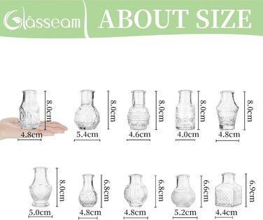 Glasseam набір маленьких скляних ваз 20 шт для декору столу, міні вази вінтажні для весілля, вечірки, дня народження, дому, вітальні
