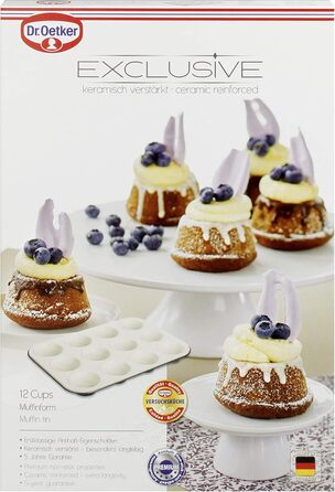Форма для випікання мафінів Dr. Oetker EXCLUSIVE 12 шт, Ø 5 см, сталева, з керамічним антипригарним покриттям, сіро-коричнева/кремова