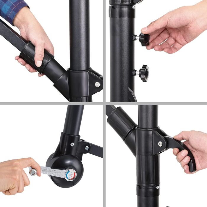 Парасолька для саду Kingsleeve 300 см з LED-підсвіткою, сонячною батареєю, UV 80+, антрацит, для тераси та балкону, з чохлом і стійкою