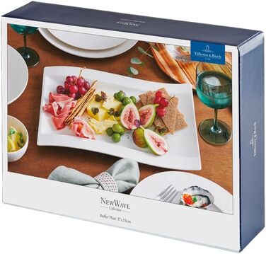 Тарілка Villeroy & Boch New Wave, прямокутна, порцелянова, біла, 37x25 см, набір 4 шт.