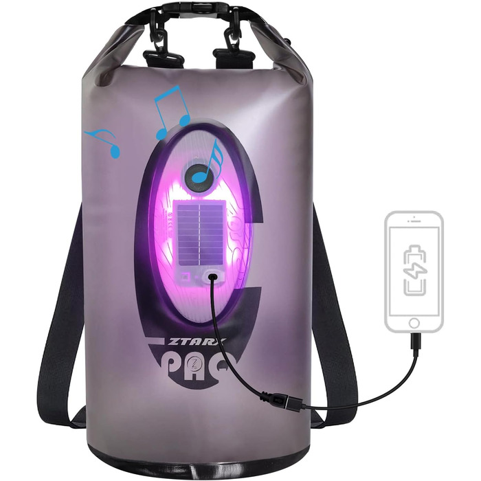 Водонепроникний рюкзак-мішок Dry Bag 20 л із Bluetooth-колонкою для каякінгу, туризму, човна, рафтингу