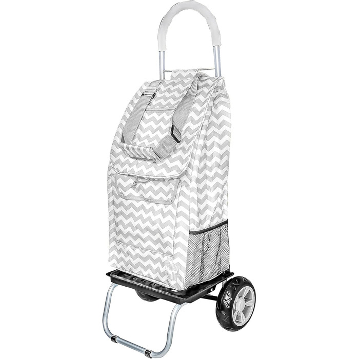 Складна візок dbest products Trolley Dolly сірий з малюнком «Шеврон», універсальний господарський кошик на колесах