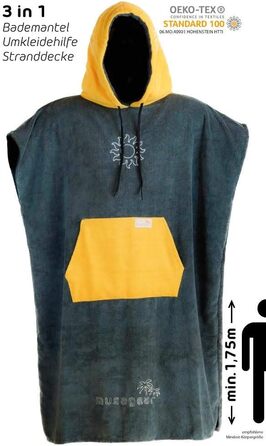 Серф пончо musegear для дорослих, мобільна роздягальня, універсальний розмір, помаранчевий/антрацит, зручний банний халат, модний та практичний