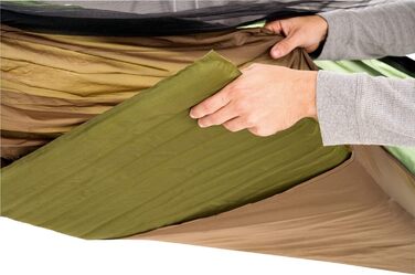 Ультралегка туристична гамак AMAZONAS Adventure Moskito Thermo 470г з москітною сіткою, кишенею для килимка, просоченням від комах, 275x140 см, до 150 кг, зелено-коричневий