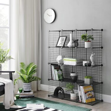 Модульний металевий стелаж SONGMICS з 12 кубів, білий, 31x93x123 см, для взуття, книг, вітальні та спальні, розширюваний