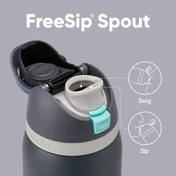 Термос Owala FreeSip 950 мл з трубочкою, ізольована спортивна пляшка для води з нержавіючої сталі, BPA-free, не протікає, Foggy Tide