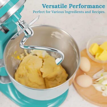 Гак для замішування тіста з нержавіючої сталі для міксерів KitchenAid 4,5–5 л, насадка для планетарних міксерів, підходить для моделі з відкидною головкою, можна мити в посудомийці, аксесуар для кухонної техніки