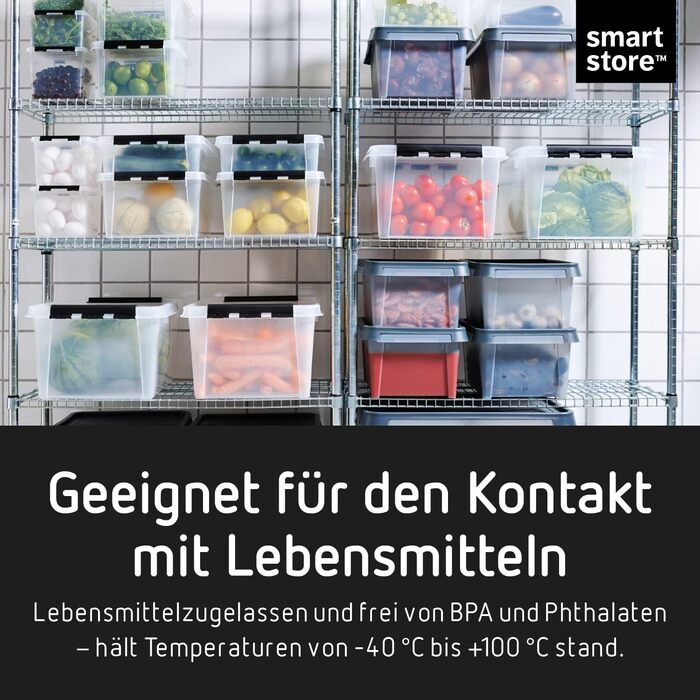 Прозора пластикова коробка SmartStore 52 л з кришкою, набір 2 шт, харчова, посилена, BPA-free, для зберігання, з кліпсами, штабельована, гарантія 10 років, 50x39x41 см