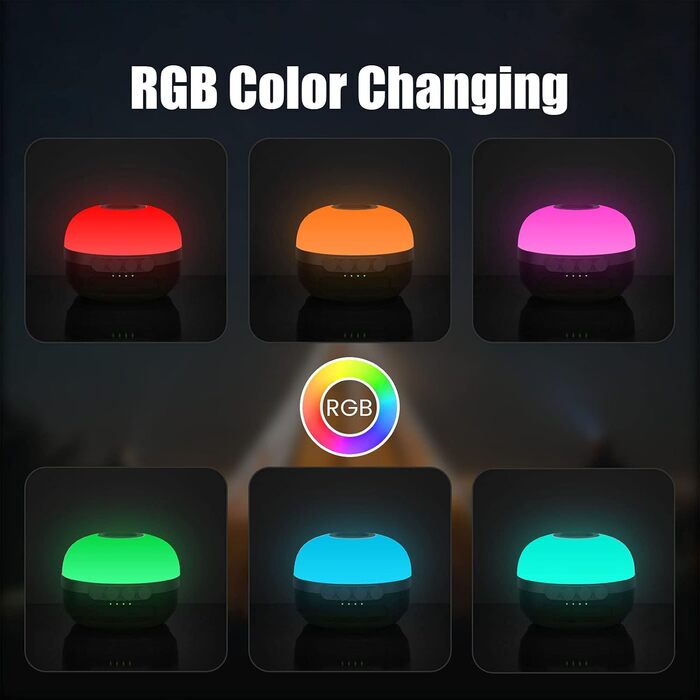 Кемпінговий LED ліхтар із RGB-підсвіткою, магнітом, 5200 мА·год, USB-зарядка, 6 режимів яскравості, димер, для туризму, кемпінгу, надзвичайних ситуацій