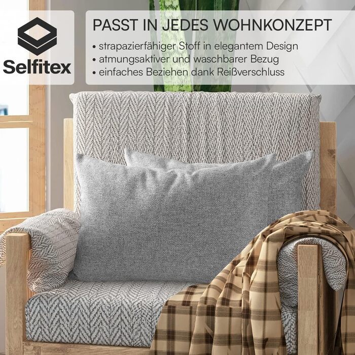 Набір подушок Selfitex 2 шт 40x60 см, декоративні диванні подушки з наповнювачем і чохлом, стильні сірі подушки для софи, м'який наповнювач, міцна оббивна тканина, високоякісна подушка для дивану