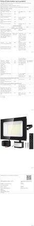 LED прожектор Viugreum 100W з датчиком руху, 15000 Лм, IP67, холодне світло, з пультом, для вулиці, саду, водонепроникний, комплект 2 шт.