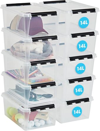 SmartStore – набір з 10 контейнерів для зберігання з кришкою Classic 14 л (40x30x11 см), харчовий пластик, посилені кути, стійкі до штабелювання, гарантія 10 років
